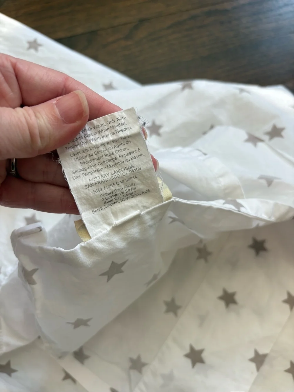 Pottery Barn Kids White Twin Flat Sheet with Gray Star Print